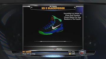 NBA 2K14 Shoes - Nike KD 5 Black / Poison Green – Hyper Blue