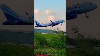 Flight takes off from runway                       #indigo #flight #runway #aeroplane #skyview