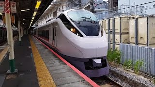 E657系 K10編成 特急ひたち9号いわき行が松戸駅1番線を高速通過するシーン