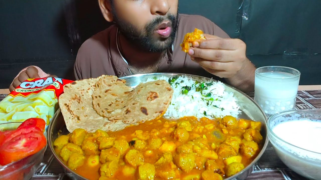 Delicious Aloo Soya Bean With Paratha And Rice Lassi Mukbang | Chatora ki Duniya | Indian Food 