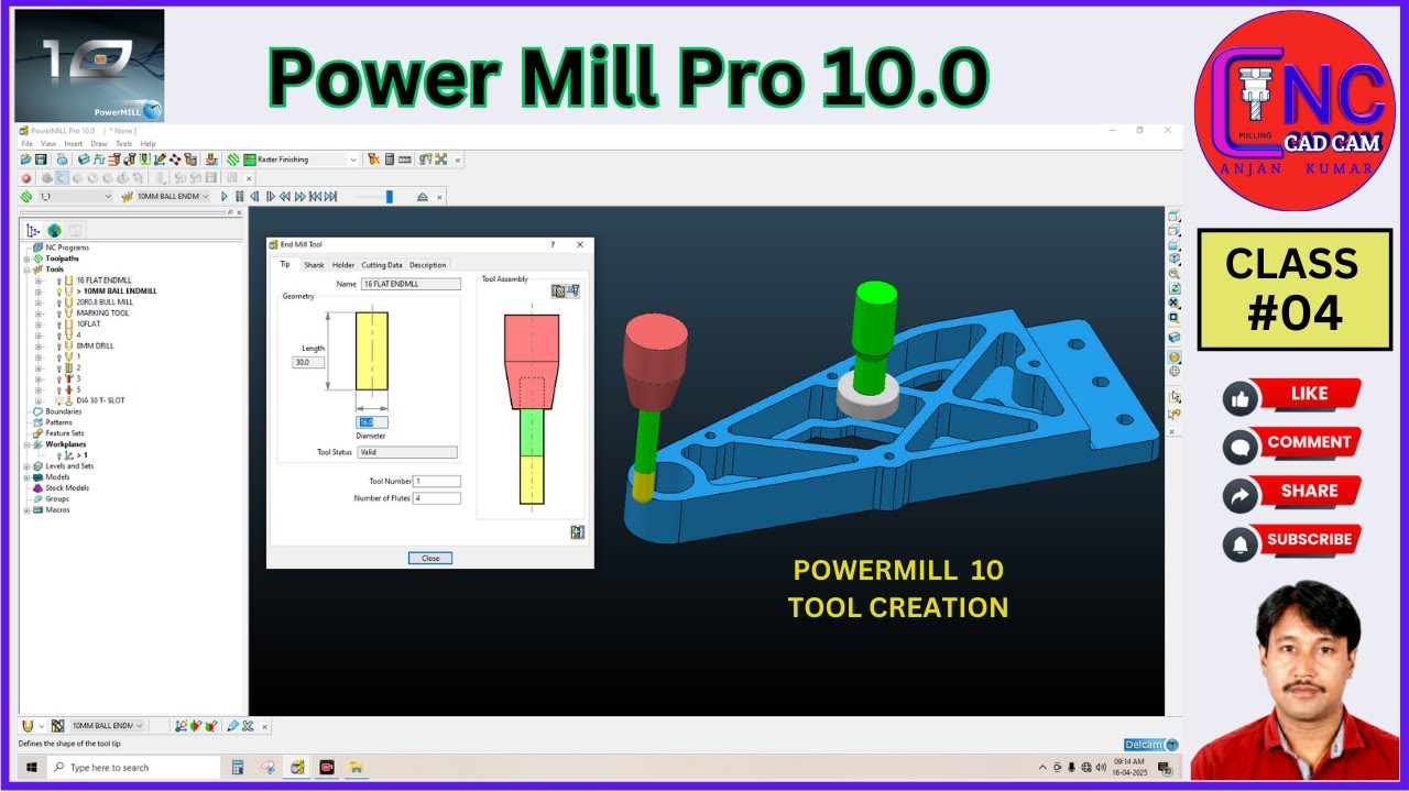 #04 POWERMILL PRO 10 👍TOOL CREATION👍 | HOW TO CREATE TOOL AND HOLDER ...