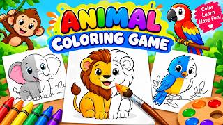 Color Cute Animals & Birds! 🦁🐘🦜 | Fun Coloring Game for Kids screenshot 1