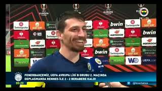 İrfan Can ve Mert Hakan röportaj yaparken Galatasaray'a küfürlü tezahürat (Rennes-Fenerbahçe)