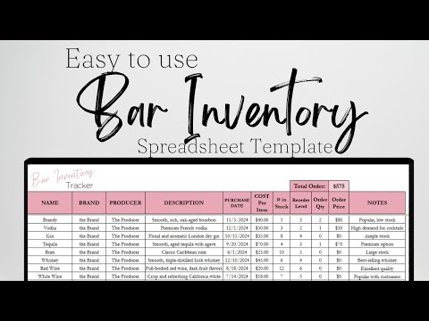 Bar Inventory Tracker, Beer Alcohol Liquor Inventory Sheet, Restaurant Template Google Sheets Excel