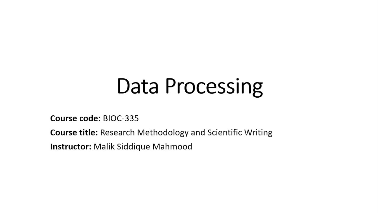 Data Processing | Data Editing | Data Coding | Content Analysis - YouTube