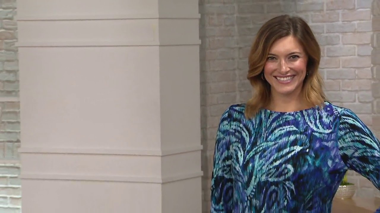 Bob Mackie Feather Paisley Print Knit Pullover Top on QVC