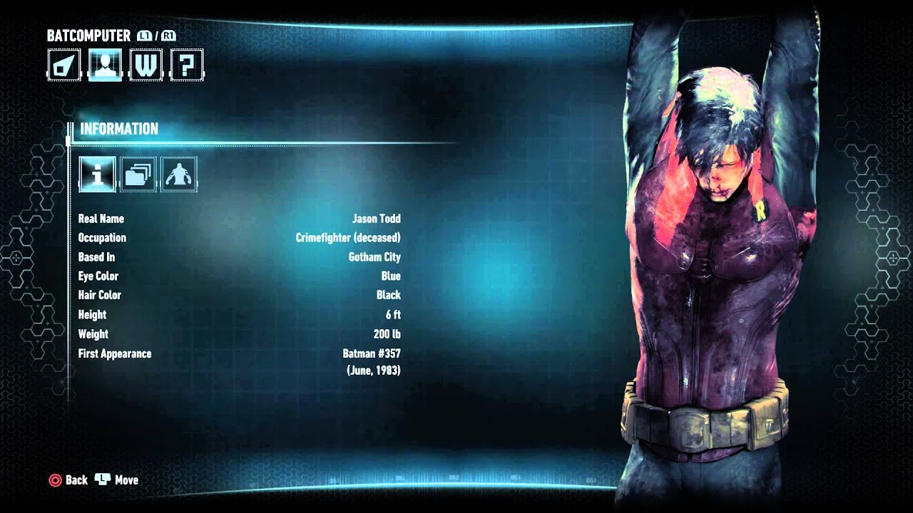 Batman Arkham Knight Character Bio Information Amp Attributes Jason Todd Tortured By Joker