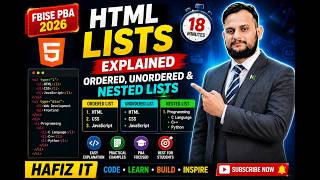 HTML Lists Explained | Ordered List, Unordered List & Nested Lists | FBISE PBA