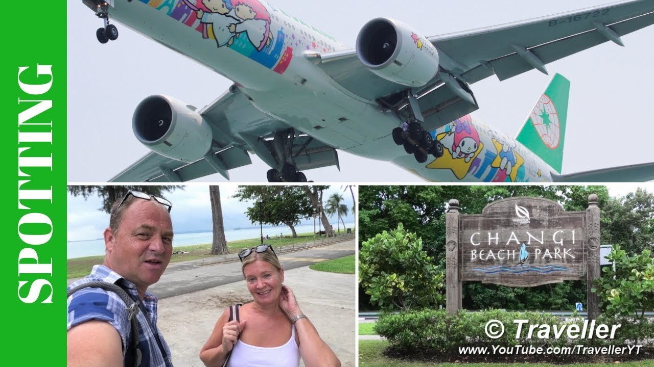 СИНГАПУР — Наблюдение за самолетами в парке Чанги-Бич, рядом с аэропортом Чанги в Сингапуре — Час...