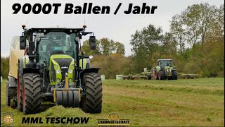 9000 Ballen Pro Jahr! MML Teschow bei der Grasernte - Wenden,Schwarden, Siloballen Pressen & Wickeln