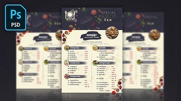 ឌីហ្សាញមីនុយ in Photoshop | Menu Design in Photoshop | Foods Menu Design