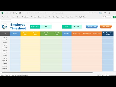 Automated Employee Timesheet Template in Excel