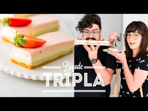 CHEESECAKE 3 CAMADAS FÁCIL DE MORANGO, BAUNILHA E MATCHA | BIGODE SOZINHO NA COZINHA | DANI NOCE - CHEESECAKE 3 CAMADAS FÁCIL DE MORANGO, BAUNILHA E MATCHA | BIGODE SOZINHO NA COZINHA | DANI NOCE