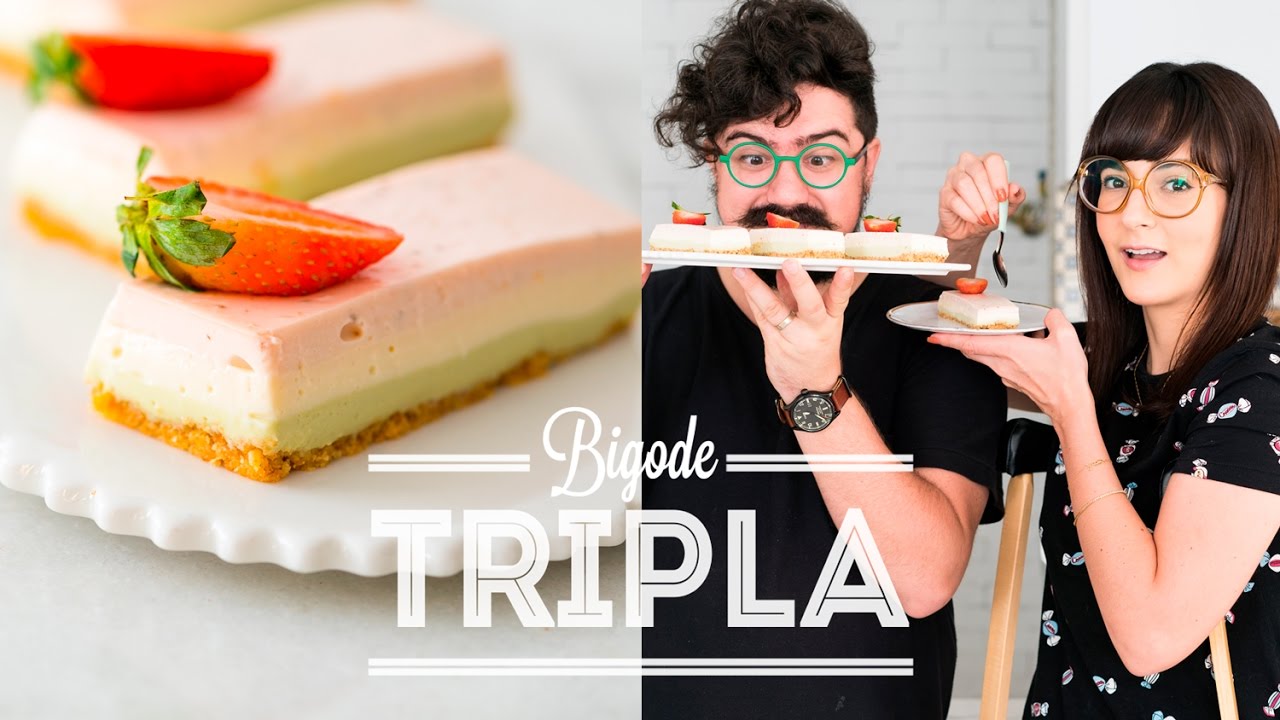 CHEESECAKE 3 CAMADAS FÁCIL DE MORANGO, BAUNILHA E MATCHA | BIGODE SOZINHO NA COZINHA | DANI NOCE