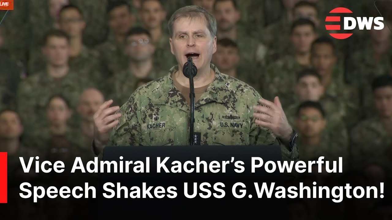 НЕЗАМЕТНЫЙ МОМЕНТ: вице-адмирал ВМС США Фред Кэчер обращается к USS George Washington | AC1Z