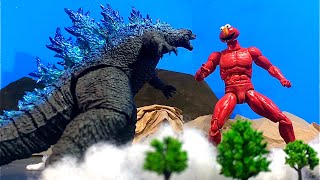 Legendary Godzilla vs earth Godzilla an epic battle stop motion 