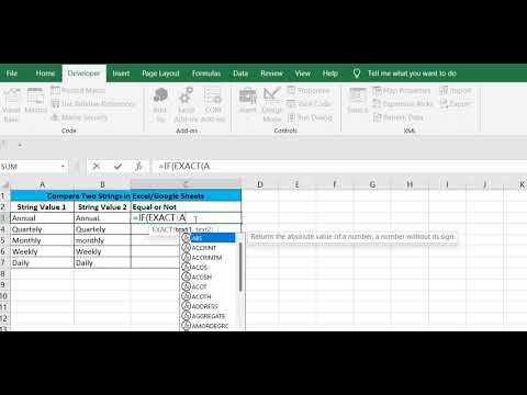 Compare Two Strings in Excel/Google Sheets