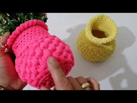 Penye ipten vazo yapımı/ örgüden vazo modeli #örgümodelleri #knitting