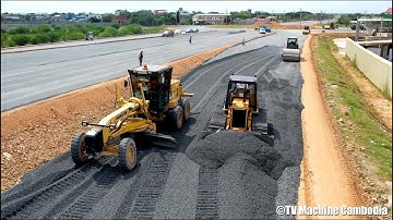 Excellent Making Foundation Road By Dozer Motor Grader Pushing And Spreading Gravel