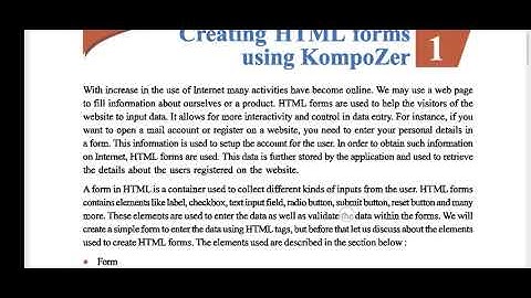 std 12 ch 1 HTML form using kompozer part  1