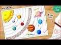 Solar system drawing  a4 size sheet  very easy way  step by step