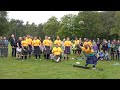 Viking Stone throw strongman challenge during the Donald Dinnie Day Games 2019 in Potarch Scotland