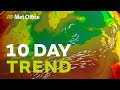 10 Day trend – Sunnier skies could return next week 01/07/20