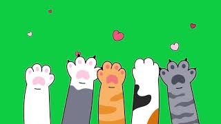 🐾Cat waving paws | cute adorable pets cartoon |  Gesture Transitions| Green Screen 🟢