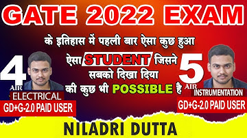 GATE 2022 | Niladri Dutta | EE- AIR 04 & IN - AIR 05 During 3rd Year | First Time in GATE history 💥💥