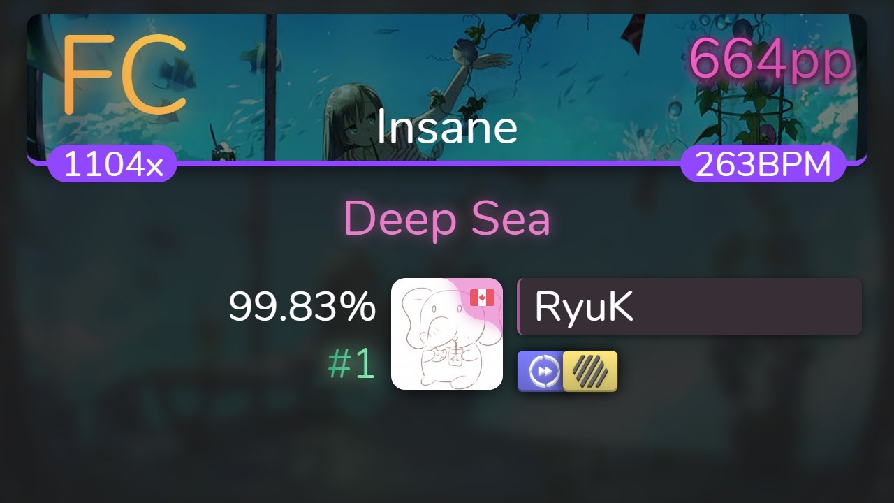 [Live] RyuK | Yousei Teikoku - Deep Sea [Insane] +HDDT 99.83% {#1 664pp FC} - osu!