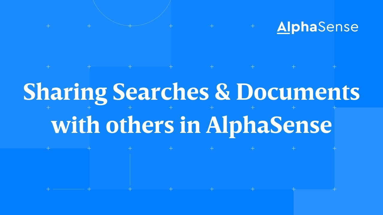Sharing Searches & Documents with others in AlphaSense - YouTube