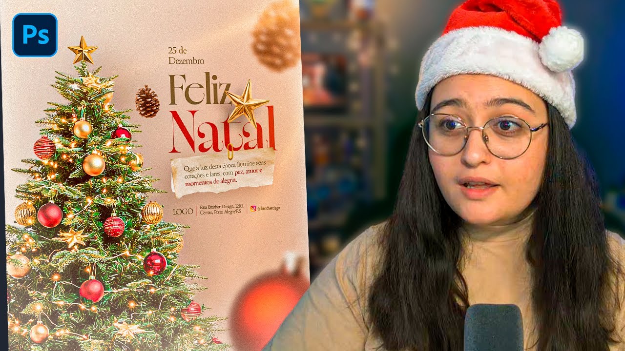 Como fazer uma ARTE SOCIAL MEDIA MINIMALISTA para o NATAL | Do zero no Photoshop 🎄🎅