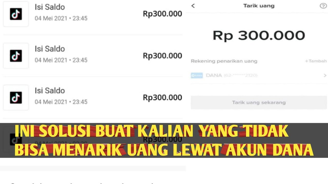 CARA MENGATASI TIDAK BISA MENARIK UANG LEWAT AKUN DANA DI TIKTOK LITE