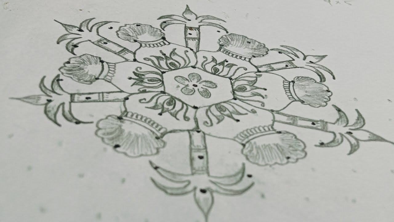 🥰 9*5 (middle dot)Pongal Festival Simple Rangoli/Simple Mystyle Kolam