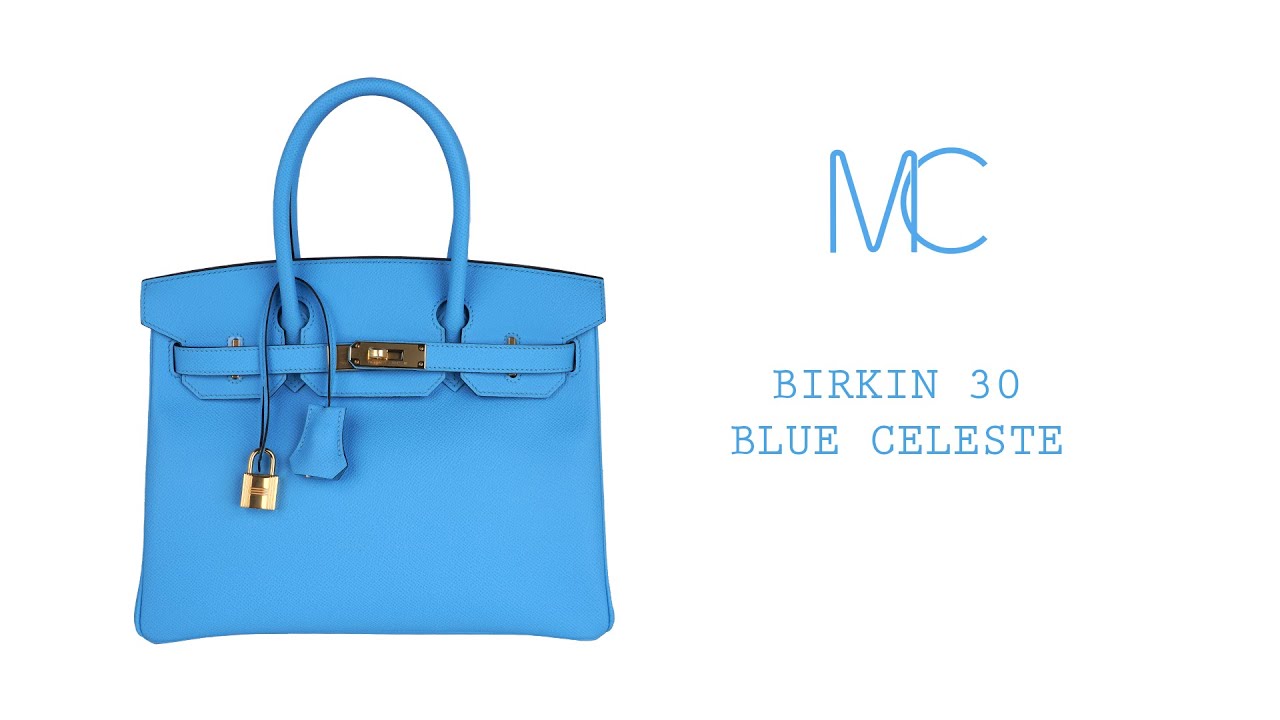 Hermes Birkin 30 Bag Blue Celeste Epsom Palladium Hardware New