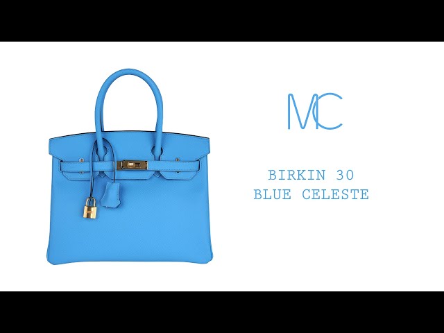 Hermes Birkin 30 Bag Blue Celeste Epsom Leather with Gold Hardware –  Mightychic