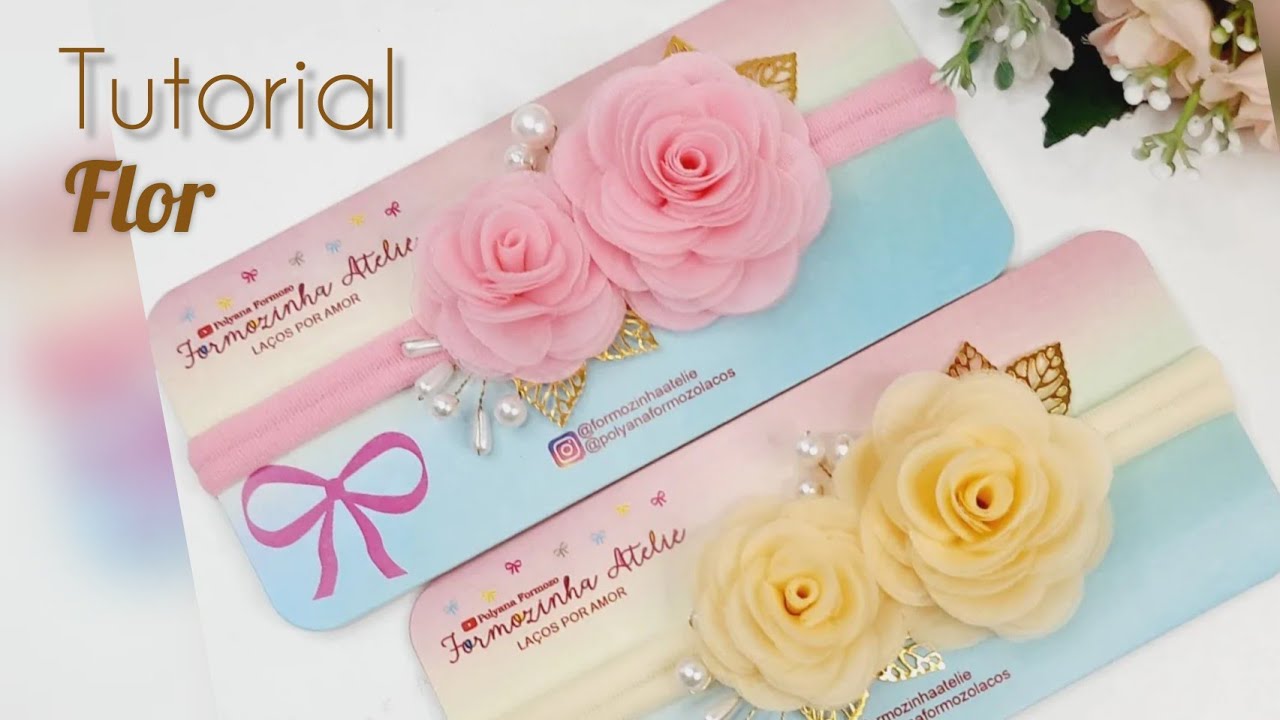 Flor de Organza - Passo a Passo completo da Flor Delicada e molde disponível By Polyana Formozo