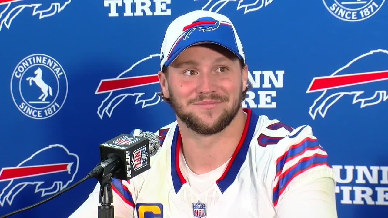 Buffalo Bills quarterback Josh Allen speaks after team's win over the