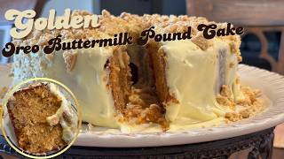 Golden Oreo Buttermilk Pound Cake with Cream Cheese Glaze │ Easy, Rich & Irresistible