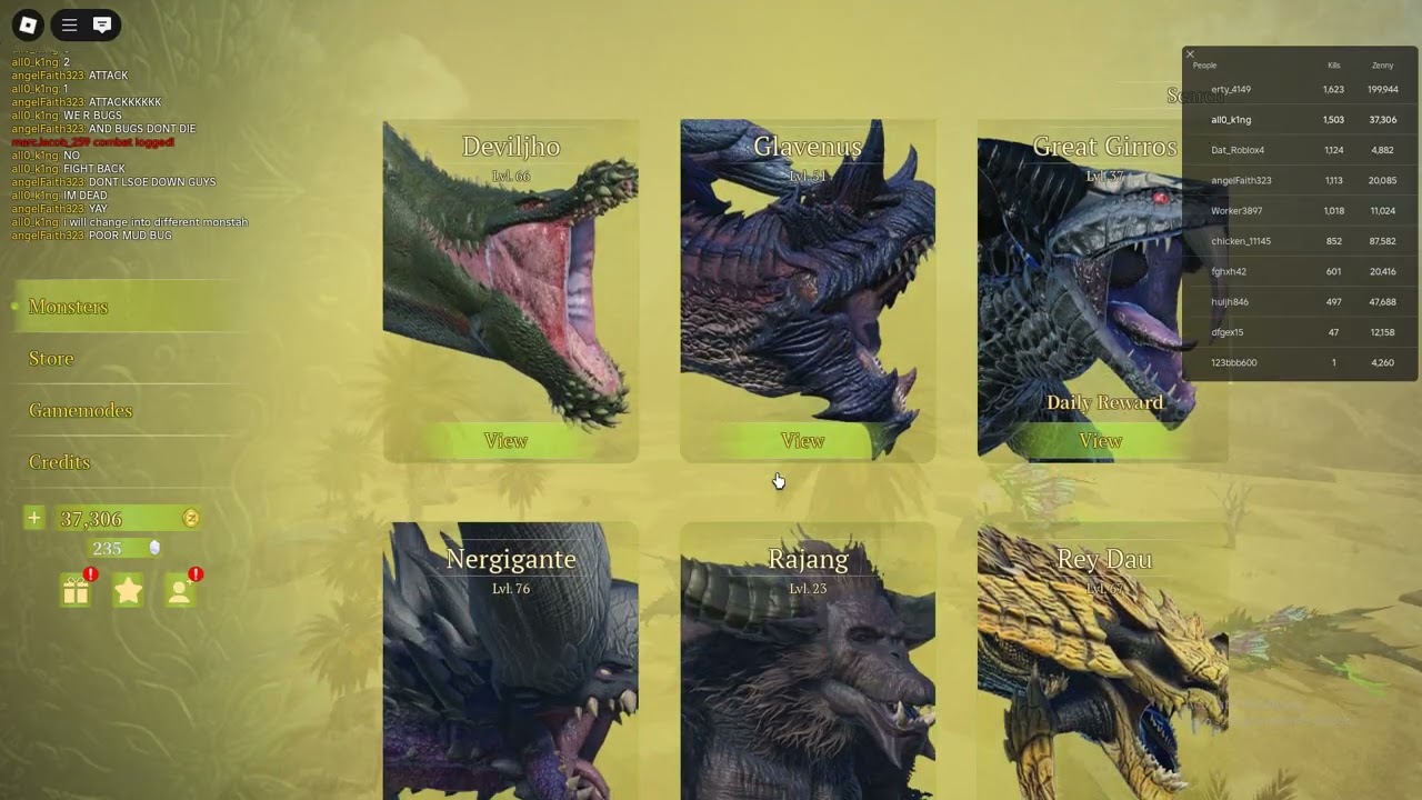 ASTALOS ARMY!1!1!!!1!!!1 and me playing as different monstahs