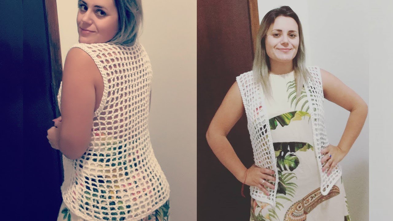 Colete de crochê fácil e econômico M