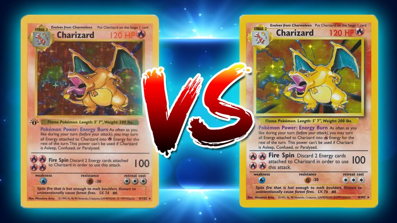 PSA Charizard Comparison XY evolution VS Base set unlimited 