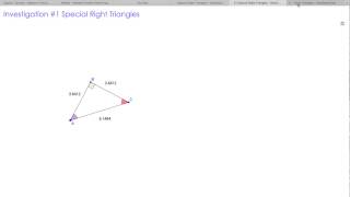 Special Right Triangles Investigation with Geogebra