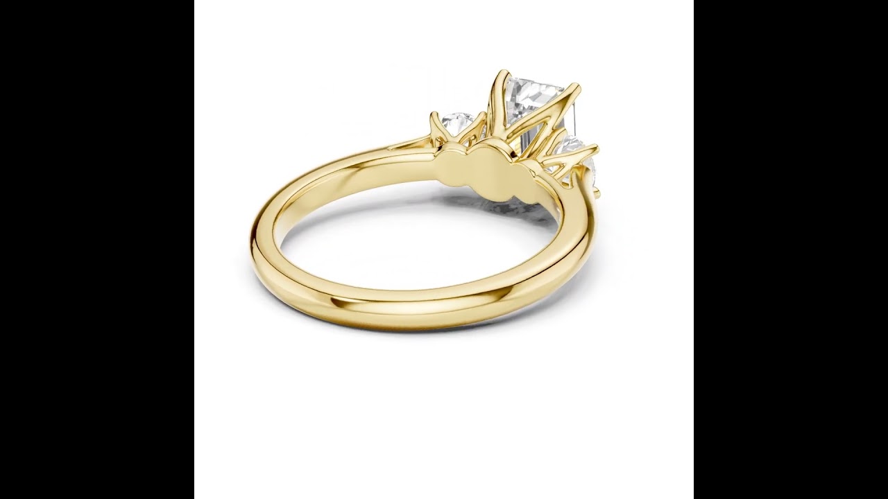 Emerald Cut Lab Diamond Trilogy Ring