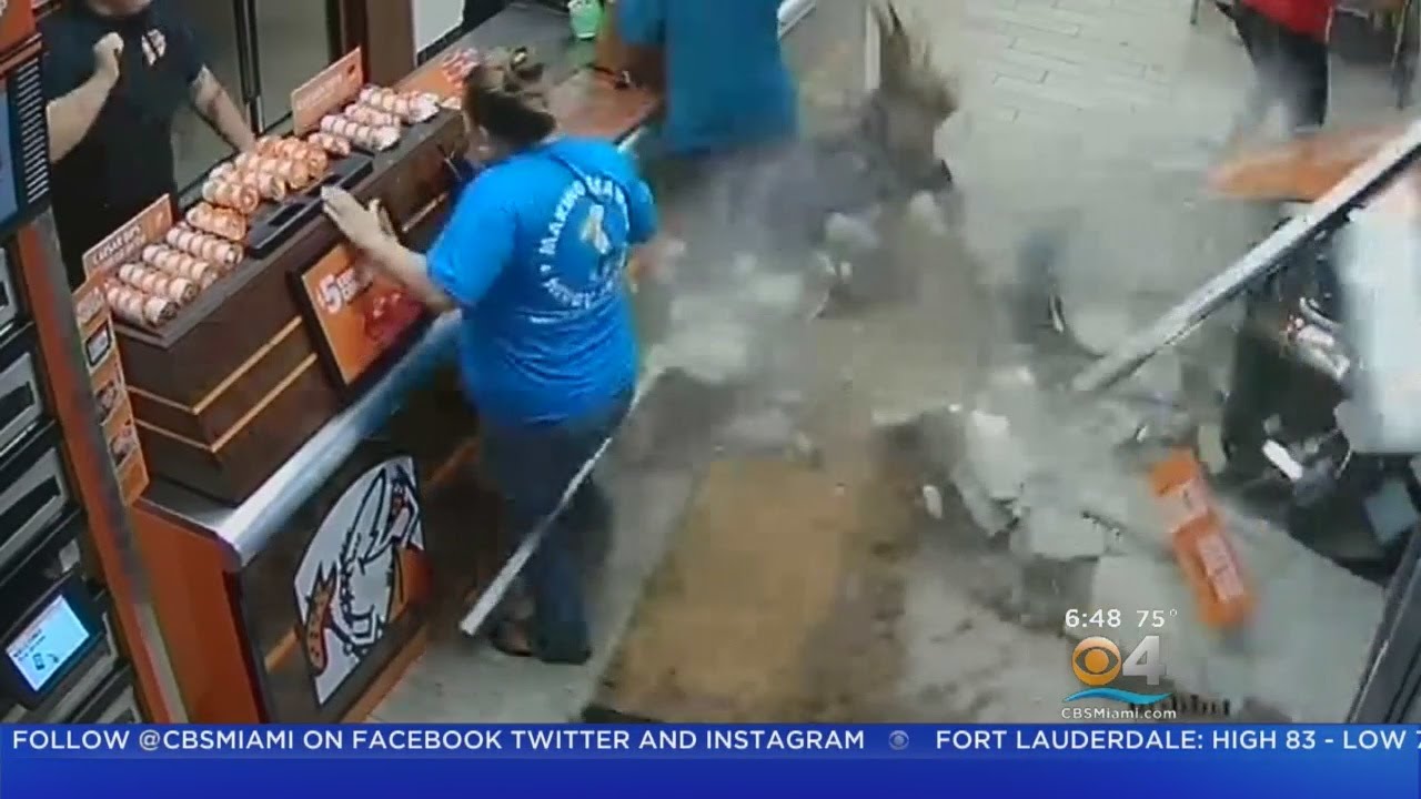 Car Crashes Into Little Caesars Pizza Shop