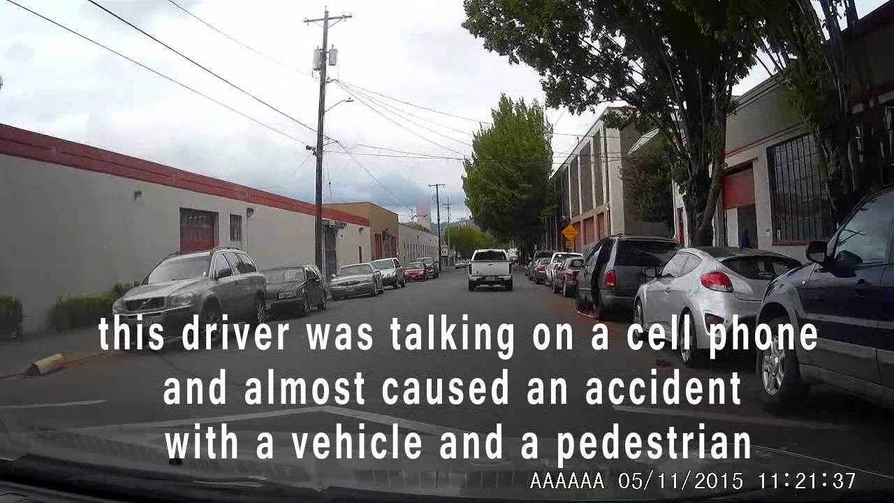 Driver on Cell Phone nearly causes accident with a vehicle and a ...