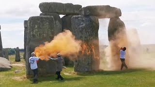 UK police arrest Just Stop Oil activists after UNESCO World Heritage Site Stonehenge defaced