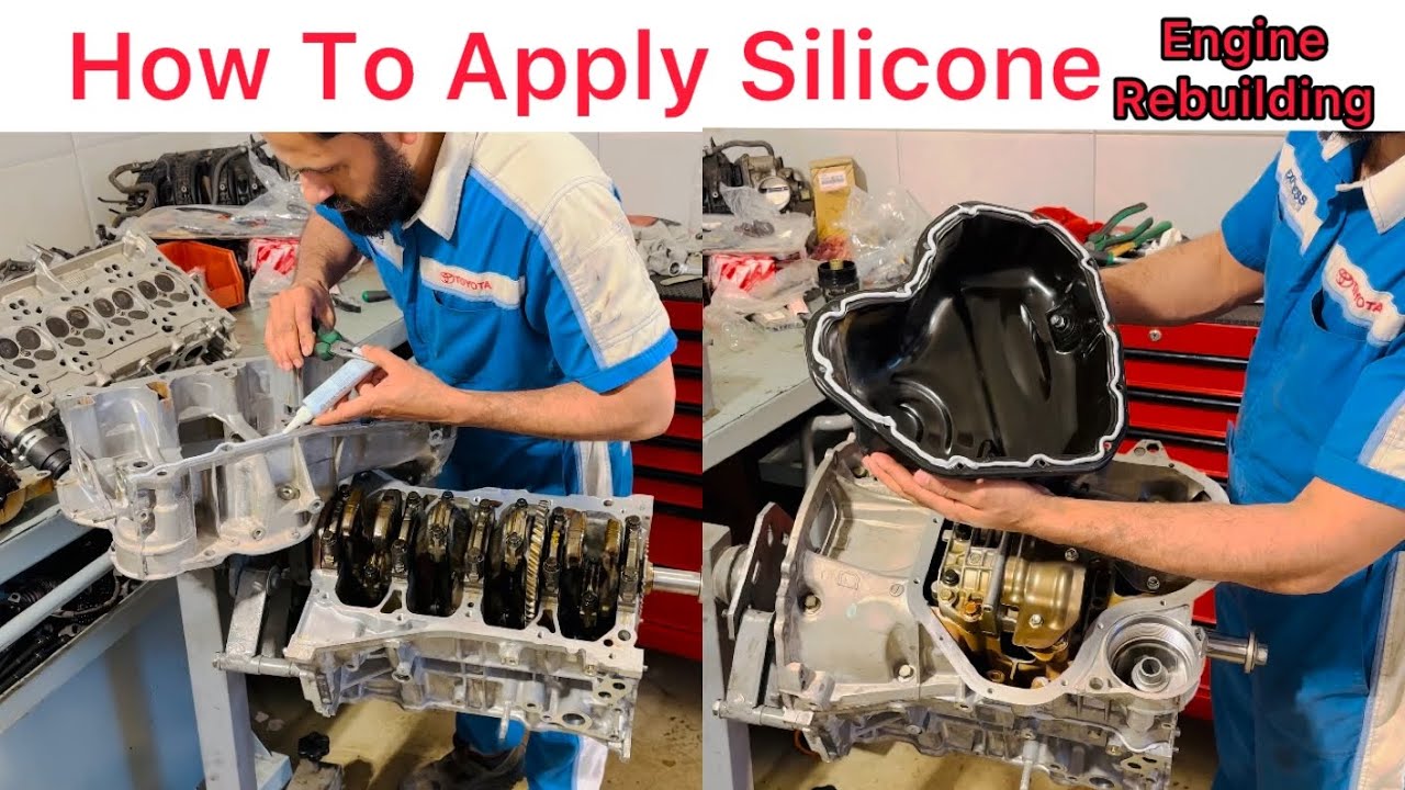 Oil Pan Installation How to Apply Silicone on Oil Pan Of Toyota 2AR