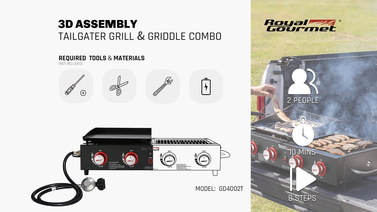 Royal Gourmet 4-Burner Grill Griddle Combo Propane Gas Portable Tabletop BBQ