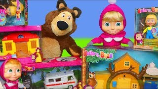 Masha and the Bear Unboxing: Playhouse, Dolls, Surprise Toy Vehicles & Kitchen for Kids